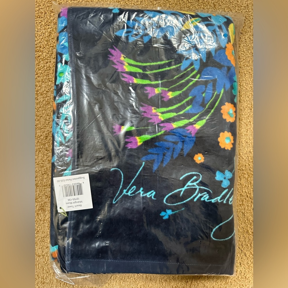 NEW: Vera Bradley Beach Towel / Color: Midnight Blues / Never Opened